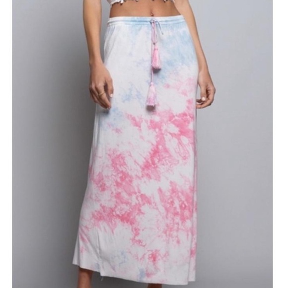 POL Pink and Blue Tie-Dye Maxi Skirt size M. NWT super soft. Lightweight stretch - Picture 1 of 1